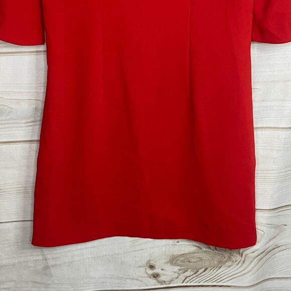 H&M Red 3/4 Flare Sleeve Button Back Sheath Dress Size 4 - Picture 5 of 7